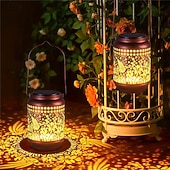 זול Luzes e lanternas de caminho-Solar Hummingbird Lanterns Outdoor Hanging Decor Lantern, Hollow Out Metal Decorative Garden Light, Graceful Decoration for Patio, Yard, Landscape, Walkway, Festival Decor Lighting 1X
