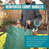 cheap Storage &amp; Organization-Reusable Garden Waste Bag with Handles - Durable PP Material for Yard Prunings, Leaves, and Plants - Green with Red Stitching, Perfect for Garden Maintenance and Landscaping, Reusable Garden Waste Bag