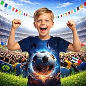 preiswerte Jungen 3D Sport &amp; Spiel-Jungen 3D Grafik Fußball Fußball-T-Shirts T-Shirt Kurzarm 3D-Druck Sommer Frühling Sport Mode Streetwear Kinder 4-12 Jahre Rundhalsausschnitt Lässig Täglich Outdoor Normale Passform