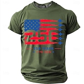  4th of July 2026 250th Men's US Flag 1776 T Shirt Short Sleeve T shirt 3D Print Crew Neck Shirt Patriotic Daily Festival Black White Green Summer Spring Clothing Apparel S M L XL XXL XXXL