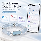 levne Chytré hodinky-Elegantní chytrý náramek pro ženy, fitness tracker ve stylu šperků s perleťově bílým korálkovým designem, stylový tracker aktivit pro každodenní pohodu, módní chytrý náramek s šperky, dárek pro ni