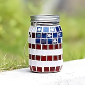 economico Illuminazione vialetto-Luci a mosaico impermeabili a forma di bandiera americana in due pezzi per il 250° anniversario dell'indipendenza degli Stati Uniti (4 luglio), perfette per esterni, patio, giardino, terrazza, scalini