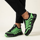 economico Sneakers Casual-Scarpe da ginnastica atletiche da uomo nere e verdi, leggere, traspiranti, con lacci, ideali per la corsa e la camminata, con ammortizzazione, perfette per jogging, allenamento in palestra, viaggi e attività quotidiana.