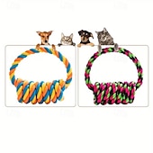 cheap Interactive Toys-1pc Large Breed Knot Dog Toy-Multicolor, Tough Chew Toy for Aggressive Chewers, Heavy Duty Dental Floss Toy Kit Anti-Chew Design