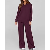 preiswerte Trainingsanzüge-Damen Pullover-Trainingsanzug-Sets 2-teiliger Trainingsanzug Lounge-Outfits  Kordelzug mit Tasche Einfarbig Sportbekleidungsset Herbst Dunkelgrau Schwarz Fitnessstudio Fitnesstraining Leger Winddicht