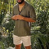abordables Camisas informales elegantes para hombre-Hombre Camisa Camisa casual Abotonar la camisa Camisa Jacquard Negro Blanco Verde Trébol Albaricoque Manga Corta Plano Cuello Camisero Casual Diario Botones Ropa Elegante Moda Casual