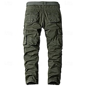 economico Pantaloni cargo-Pantaloni da uomo 100% cotone, cargo, da trekking, multitasche, gamba dritta, comodi, traspiranti, casual, per tutti i giorni, per attività all'aperto, streetwear, verde kaki