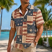 cheap Patriotic 250 Shirts-4th of July 2026 250th Men's American Flag Shirt Summer Shirt Short Sleeve Patriotic Daily Streetwear Summer Spring Turndown 3D Print Front One Pocket Button Up Shirts Blue Red 1 Red Dark Blue