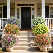  24 Bundles Artificial Flowers for Outdoors Decoration Fake Flowers UV Resistant Faux Plastic Greenery Eucalyptus Plants for Spring Summer Garden Patio Indoor Outdoor Home Decor, Multicolor