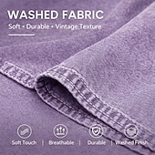cheap Men's Smart Casual Shirts-SoftFade™ Men Shirt Casual Shirt Button Up Shirt Cotton Acid Wash Shirt Black Light Green Pink Purple khaki Short Sleeve Plain Grandad Collar Casual Daily Front Pocket Clothing Apparel Elegant Fashion