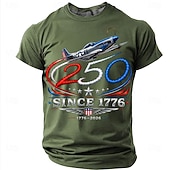  4. Juli 2026 250. Herren US Flagge 1776 T Shirt Kurzarm T-Shirt 3D-Druck Rundhalsausschnitt Hemd Patriotisch Täglich Festival Blau Schwarz Grün Sommer Frühling Bekleidung S M L XL XXL XXXL