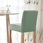 cheap Dining Chair Cover-Stretch Polar Fleece Short Back Chair Cover - Elastic Bar Stool Slipcover for Counter Height Chairs, Soft Washable Dust-Proof Seat Protector