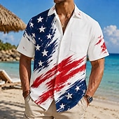  2026 250° Camicia con bandiera americana da uomo camicia estiva a maniche corte patriottica quotidiana streetwear estate primavera con colletto stampa 3D un taschino bottoni blu rosso 1 rosso blu