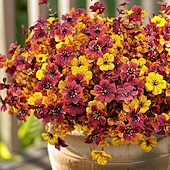  12 pachete de flori artificiale de toamnă, camouflage, pentru exterior, plante artificiale, decorațiuni de Halloween, mătase artificială rezistentă la UV, pentru Ziua Recunoștinței, care nu se decolorează, pentru ușa din față, verandă, terasă, curte, balc