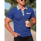 abordables Polo classique pour homme-Homme Chemises Polo Gaufre Polo Occasionnel Rue Revers Manche Courte Basique Moderne Bloc de Couleur Avec Poches Poids Léger Été Printemps Coupe régulière Noir Blanche Bleu Roi Vert Kaki Chemises