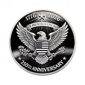 cheap U.S. 250th Anniversary-U.S. 250th Anniversary Commemorative Coin George Washington 1776–2026, Patriotic Eagle &amp; Liberty Design, Collectible American Independence Souvenir