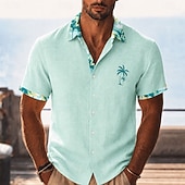 cheap Tropical Plants-Men's Coconut Tree Tropical Plants Shirt Summer Hawaiian Shirt Tropical Shirts Short Sleeve Hawaiian Casual Holiday Beach Wear Summer Spring Turndown 3D Print Button Up Shirts Blue Khaki Pink Green