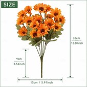 お買い得  造花-秋の造花菊10束、夕焼け菊、デイジーとユーカリの屋外用造花秋花、UV耐性、防水、防風、本物そっくりの満開植物、庭、ポーチ、パティオ用