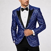 abordables Blazers et vestes-Blazer à paillettes pour homme, veste décontractée rétro disco des années 70, couleur unie, simple boutonnage, un bouton, noir, or, argent, rouge, bleu