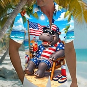  Cămașă de Vară pentru Bărbați cu Steagul American și Vultur Ziua Independenței Cămașă cu Mâneci Scurte Cămașă cu Butoni Patriotice Festival în Aer Liber Vară Primăvara Cămașă cu Guler Albastru