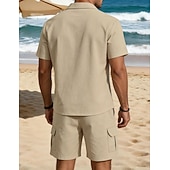economico Camicie di lino-Per uomo Due pezzi Set Camicia Set estivo E Shorts Impostare Semplice Casuale Quotidiano Spiaggia Collo ripiegato Manica Corta Estate Primavera Moda Casual Confortevole Abbigliamento