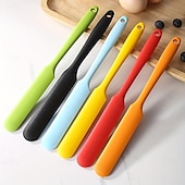 preiswerte Küchenutensilien &amp; Gadgets-6/10 Silikonspatel, Sahneschaber, Macaron-farbener Kuchenspatel, Brotspatel, Marmeladenmesser, Rührspatel, antihaftbeschichtet, Backwerkzeug, lebensmittelechtes, hitzebeständiges Material