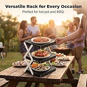 זול פתרונות אחסון למטבח-צלחת רב שכבתית &amp;מדף אחסון למגשי הכנה, מדפי צלחות אנכיים מתקפלים בני 3 קומות לארון, מארגן תוספות למטבח לחיסכון במקום &amp;תצוגת מגש למסיבות &amp;פיקניק
