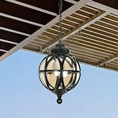 ieftine Designul globului-18 cm Design Lanternă Lumini pandantiv Metal Sticlă Epocă Stilul nordic 110-240 V