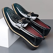 economico Mocassini-Mocassini da uomo bordeaux con stampa coccodrillo, scarpe eleganti slip-on lucide, calzature da gentiluomo perfette per matrimoni, feste, banchetti e occasioni serali.