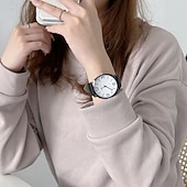 tanie Zegarki kwarcowe-Męski zegarek minimalistyczny kwarcowy zegarek na rękę z niebieskim skórzanym paskiem, kwadratowa czarna koperta, biała tarcza, duże arabskie cyfry, prosty, codzienny, modny, biznesowy zegarek na
