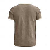 economico T-shirt in Cotone e Lino-Per uomo Maglietta Maglietta in lino Maniche Corte Girocollo Estate Semplice Moda Designer Essenziale Patchwork Blocco di colore Morbido Casuale Vacanza Streetwear Blu chiaro Nero Blu marino