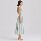 cheap Dresses-1950s Retro Vintage Midi Ankle Length Dress Sleeveless Floral Fit &amp; Flare Halter Neck Fancy Dress Women's Valentine's Day Tea Party Casual Daily Adults' Dress Summer