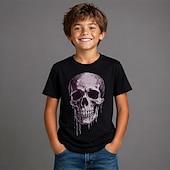  Băieți 3D Grafic Cranii Tricou 3D Fără manșon Manșon scurt Tipărire 3D Primăvară Punk Copii 4-12 ani Zilnic Fit regulat