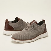 cheap Casual Lace-Up Shoes-Men's Taupe Knit Lace-Up Casual Sneakers Breathable Lightweight Walking Shoes Soft Comfort Footwear for Daily Wear, Travel, Commuting and Weekend Leisure