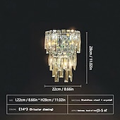 お買い得  室内ウォールライト-モダンなクリスタルLEDウォールランプ、北欧スタイルのゴールド仕上げのK9クリスタル、テレビ壁、ヴィラ、ショップ、カフェ、屋内廊下、寝室、リビングルーム、バスルーム用の装飾クリスタルライト、110-240V