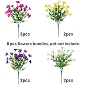 8 Bundles Artificial Flowers for Outdoors, Fake Plastic Morning Glory Petunias Plant, Faux Colorful Silk for Outside Planter Garden Front Porch Door Spring Summer Decor
