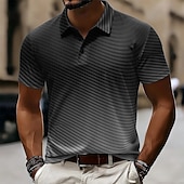  Herren Geometrisch Poloshirts Kurzarm Polo-Shirts Hemden mit Kragen Lässig Athleisure 3D-Druck Knöpfe Atmungsaktives Gewebe Sommer Frühling Blau Purpur Grau