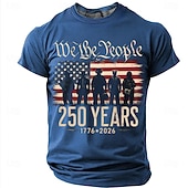  Camiseta con impresión 3D de la bandera de EE. UU. 1776 Camiseta de hombre 250 aniversario 2026 Camiseta de manga corta Camiseta de cuello redondo Patriótica Festival diario Ropa de verano Primavera