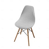 abordables Funda para silla de comedor-Funda elástica de sarga para silla, funda elástica con respaldo festoneado para silla de comedor.
