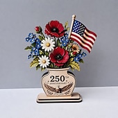 olcso Az Egyesült Államok 250. évfordulója-250. évfordulós hazafias virágmintás fa tömb asztaldísz, kézzel készített hazafias fa díszek, amerikai zászlós sas virágmintás asztaldísz, július 4-i asztaldekoráció