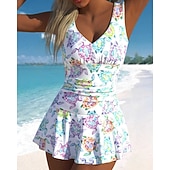 halpa One Pieces Rash Guards-Naisten Uimapuku Uimamekot valtameri Painettu V-aukko Punnerrus UV suoja Kevyt Mukava Hihaton Uima-asut Uimapuku Lainelautailu Hiekkaranta Uinti Kesä