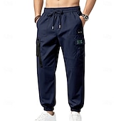 economico Pantaloni cargo-Per uomo Pantaloni Cargo Joggers Pantaloni Coulisse Elastico in vita Multi-tasche Tinta unica Antivento Comodità Quotidiano All'aperto Ferie Streetwear Elegante Cachi Nero Inelastico