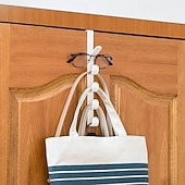 baratos Arrumação e Organização-Cabideiro de porta para roupas, organizador de plástico para pendurar roupas na porta, com barra para pendurar bolsas, ideal para quarto e banheiro. &amp;Prateleira para porta de armário