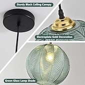 preiswerte Insellichter-Vintage-Pendelleuchte aus grünem Glas, nordische große gerippte Kugel-Hängelampe, Deckenleuchte im Kürbis-Design für Kücheninsel und Esszimmer