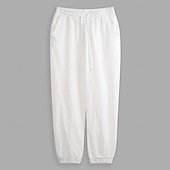 preiswerte Urlaub-Herren Leinenhosen Hose Sommerhose Baggy-Hosen Kordelzug Elastischer Bund Einfarbig Einfach Komfort Atmungsaktiv Volle Länge Täglich Outdoor Ferien Urlaub Mode Khaki Cachi scuro Unelastisch