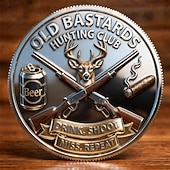  Samlemynt for jaktklubben, mynt for livstidsmedlem i «Old Bastards Legends of the Hunt» med skjelettjeger-, hund- og hjorte-, øl- og hagleemblem, nyhet for utendørsjakt som suvenir
