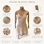 baratos Vestidos de Patinação Artística-Vestidos para Patinação Artística Mulheres Para Meninas Patinação no Gelo Vestidos Rosa claro Thumbhole Detalhes e Estampas Elasticidade Alta Profissional Competição Roupa para Patinação Térmico