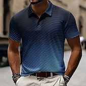  Herren Geometrisch Poloshirts Kurzarm Polo-Shirts Hemden mit Kragen Lässig Athleisure 3D-Druck Knöpfe Atmungsaktives Gewebe Sommer Frühling Blau Purpur Grau