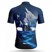 cheap Men's Jerseys-Men Cycling Jersey Geometric Short Sleeve Bike Jersey Top with 3 Rear Pockets UV Resistant Quick Dry With Pockets Front Zipper Sports Blue Clothing Apparel
