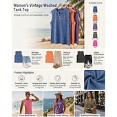  Mulheres 100% Algodão Camisa Henley Lavado Lavagem ácida Lavagem vintage Vintage Moda à moda Sem Manga Mangas Raglã Henley Tops regulares Casual Praia Azul Roxo Laranja Verão Primavera
